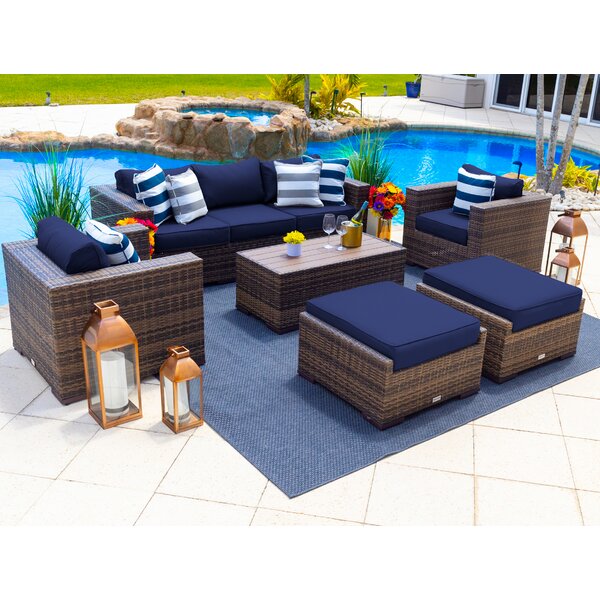 Latitude Run Sorrento Piece Rattan Sofa Seating Group With Cushions